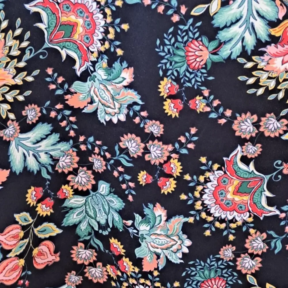 Thomas & Olivia Boho Multicolor Floral Ruched V-Neck Lace-Up Top NWOT  Medium